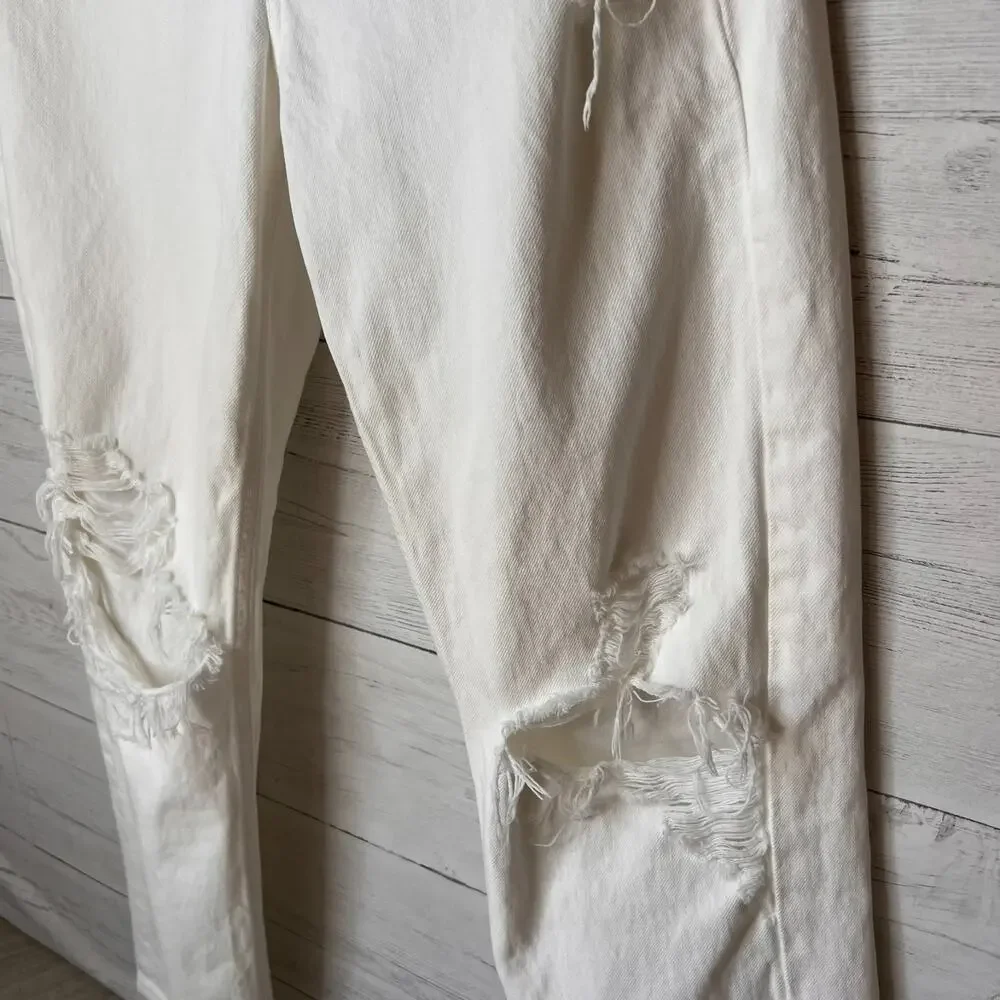 Revolve Agolde Jeans Womens Size 25 White 90's Fit Button Fly Destroyed Detail